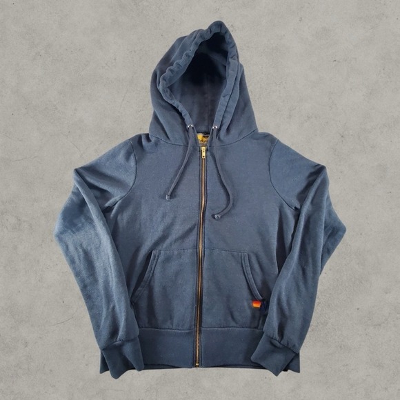 Aviator Nation Tops - Aviator Nation Hoodie Womens XS Navy Blue Lightning Bolt Full Zip Sweatshirt